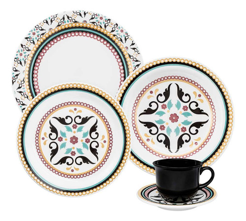 Set de cena y té Oxford Floreal Luiza multicolor, 30 piezas