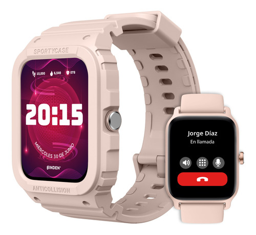 Smartwatch Binden Xtream X1 Ip68 Llamadas 2 Correas Rudo Pc Rosa Sport + Casual Rosa Rosa