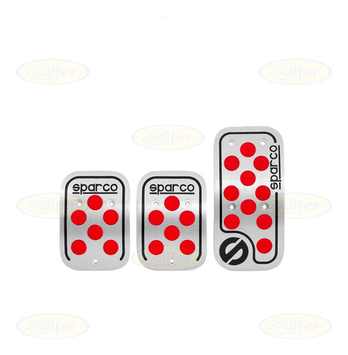 Set Cubre Pedales Sparco Color Rojo Con Plateado