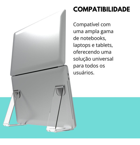 Suporte De Mesa Universal Para Notebook Alto 180º Aberto Cor Transparente