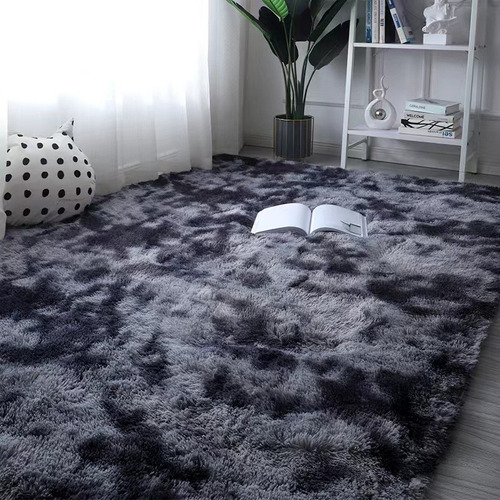 Alfombra Decomemu Nordica Pelo largo premium sintético suave antialérgico color Gris con matices - de 140cm x 100cm