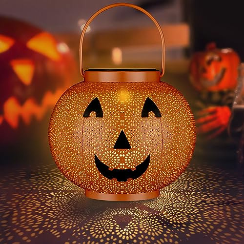 Halloween Pumpkin Solar Lantern Outdoor Hanging/standin...