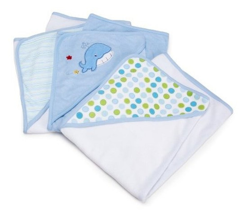 Spasilk 3 Pack Soft Terry Hooded Towel Set, Blue