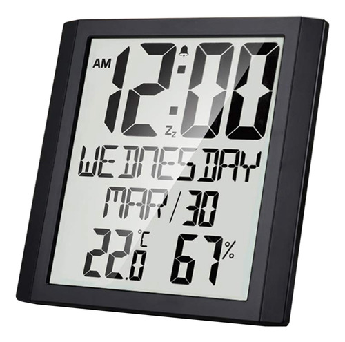 Reloj De Pared Digital Con Temperatura Y Humedad, Pantalla D