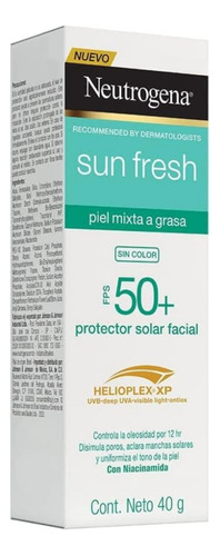 Neutrogena Sun Fresh Protector Solar Facial Sin Color 40gr