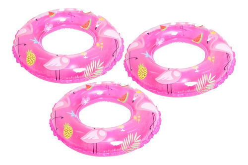 Kit 3 Boia Inflável Flamingo Infantil 50cm Redonda Piscina