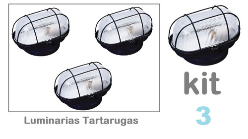 Kit 3 Luminárias Arandela Tartaruga De Ferro Com Vidro C907