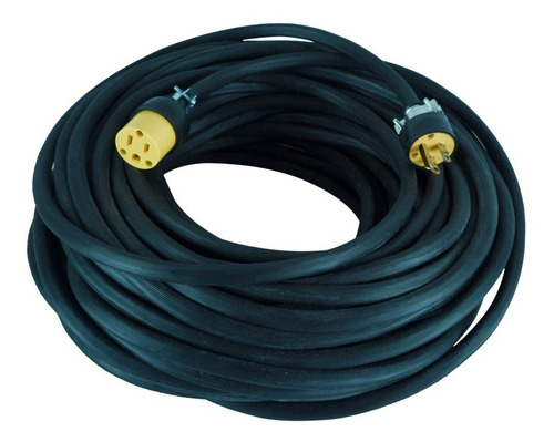 Extension Uso Rudo 25 Metros Calibre 12 De 3 Líneas Color Negro