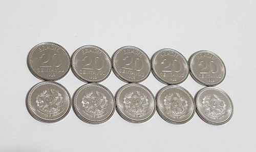 Lote 10 Moedas De 20 Centavos 1988 Flor De Cunho - Escassa!