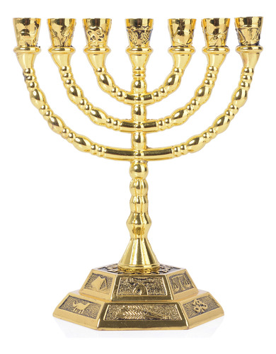 Brtagg 12 Tribes Of Israel Menorah, Jerusalem Temple 7 Branc