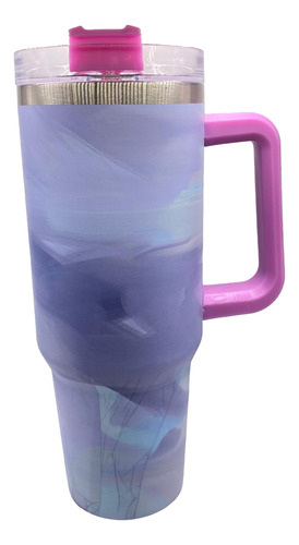 Vaso Térmico Quencher Acero Inox Veteado 1,2ml Efecto Marmol Violeta Mármol