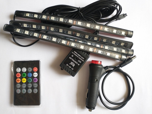 Luces Led Interior Auto Rgb 4 Tiras Led 8 Colores