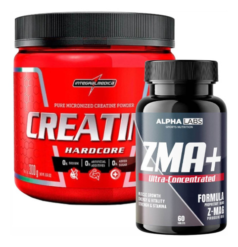 Suplementos Creatina 300g Mais Pura + Zma Booster Test On Sabor Without Flavor