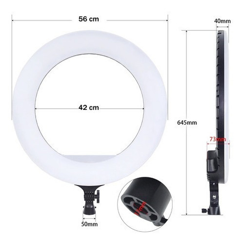 Imagen 4 de 10 de Aro De Luz Led 22 Pulgadas Tripode Control Remoto Estuche