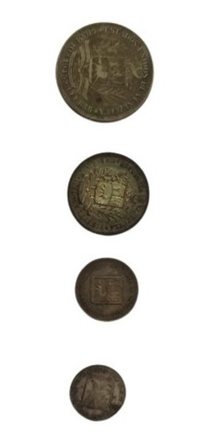 Colección De 4 Monedas De Plata  Ley De Venezuela 