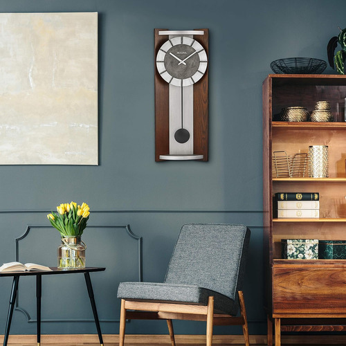Bulova Newton - Reloj De Pared Con Péndulo, Color Espresso
