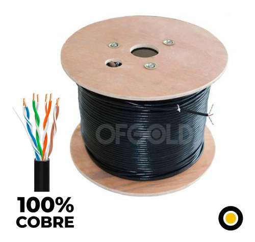 Imagen 1 de 5 de Bobina Cable Utp 305mts Cat 5e 100% Cobre Exterior 4 Pares