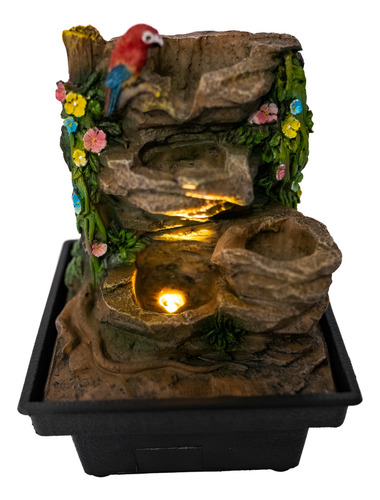 Fonte Ararinha Com Flores - 9171002 Cor Marrom 127/220V