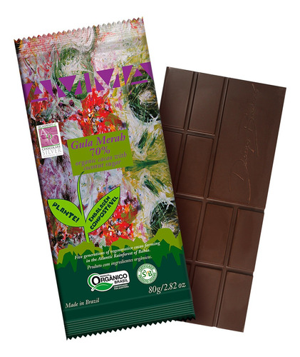 Kit 3x: Chocolate 70% Cacau Orgânico Gula Merah Amma 80g