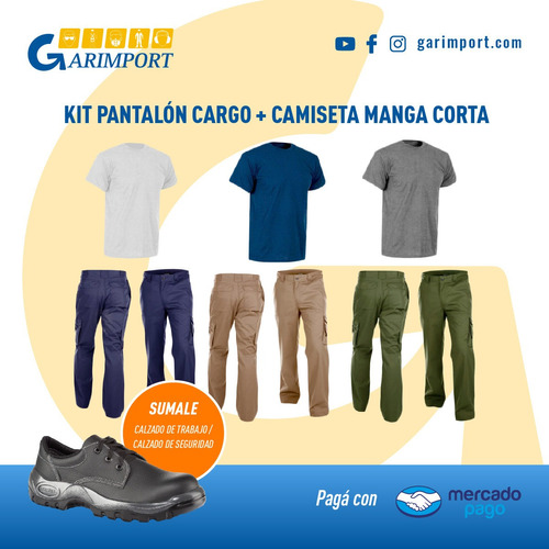 Pantalón Cargo De Trabajo + Camiseta + Zapato De Trabajo