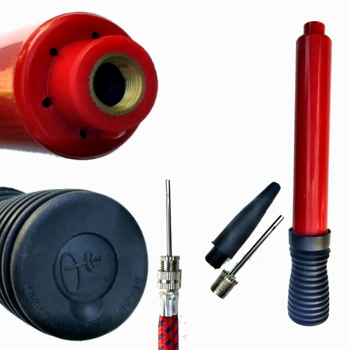 Inflador De Mano + Pico Pelotas Futbol Basquet Rugby Voley