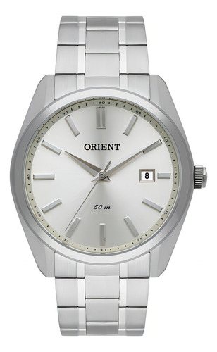 Relógio Prata Masculino Orient Mbss1321 S1sx Cor da correia Prateado com branco Cor do bisel Prateado Cor do fundo Prateado