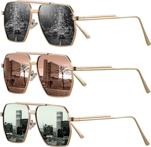 Gafas De Sol Polarizadas Rectangulares De Metal Ultra Liger