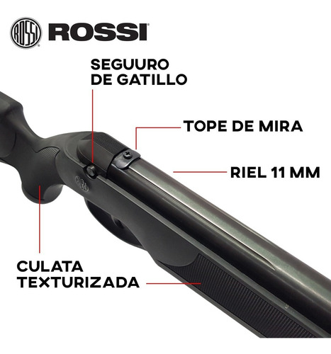 Imagen 2 de 10 de Rifle Aire Comprimido Rossi Polimero 5.5 Mm Balines Blancos