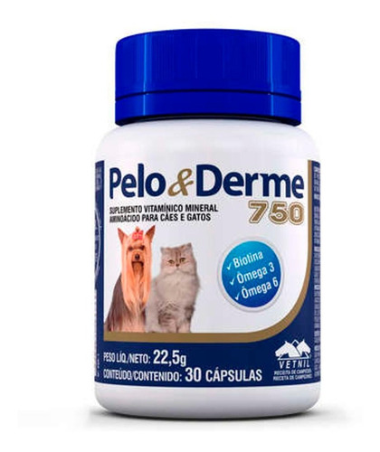 Pelo E Derme 750 Vetnil Para Cães Gatos 60 Comp.
