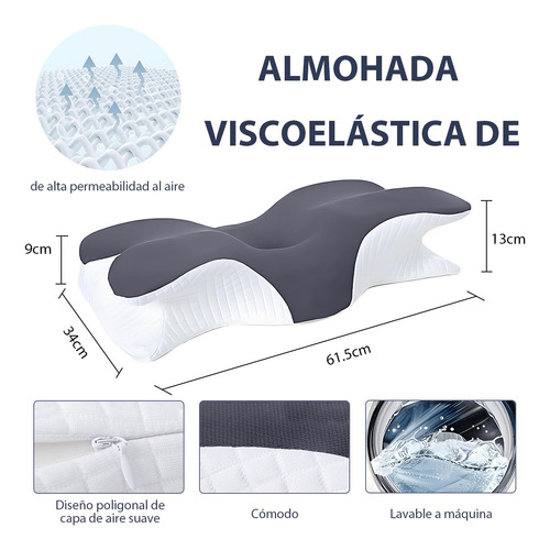 Almohada Ortopedica Memory Foam Gel Cervical Viscoelástica