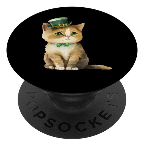 Gato Dia San Patricio Sombrero Duende Popsockets Popgrip