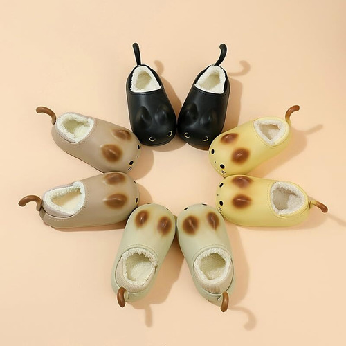 Zapatillas De Felpa Impermeables Con Cola De Gato Extraíble