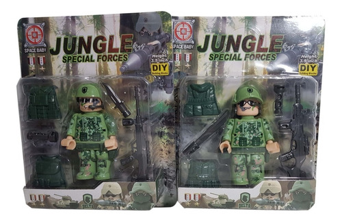 Soldaditos De La Jungla Con 6 Accesorios
