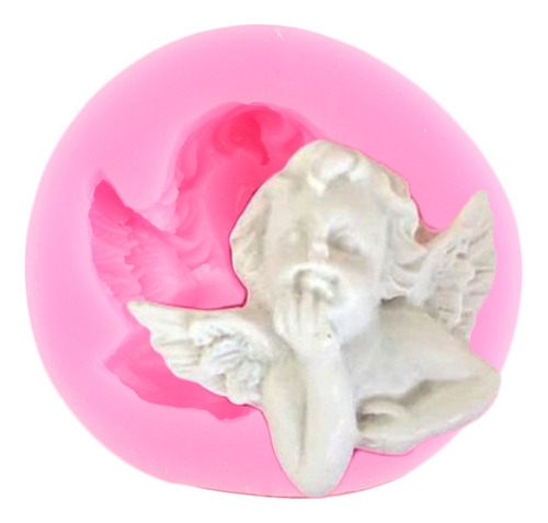 Molde Silicona Angel Angelito Cara Mini Dije Fondant L6 Color Rosa