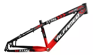 Quadro De Bicicleta Aro 26 Alfameq Atake Freeride Aluminio Cor Preto Com Vermelho