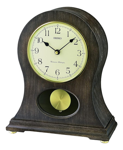 Seiko Tai Oak Veneer Mantel Reloj Con Doble Campanilla
