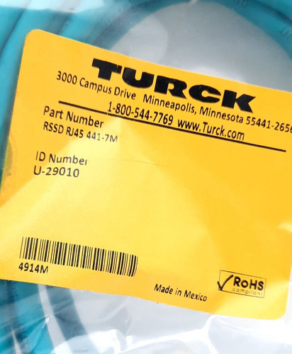 Turck Rssd Rj45 441-7m Industrial Ethernet Cable M12 Eur Cck