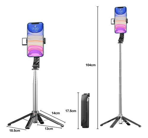 Palo Para Selfie CuadriPod Con Bluetooth Y Lámpar