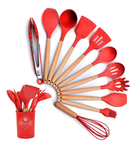 Set 12 Utensilios De Cocina Silicona Resistente Calor Juego