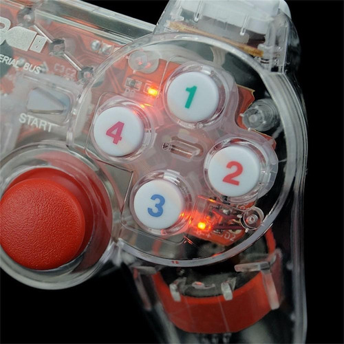 Joystick Pc Usb Transparente Con Luz Led
