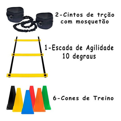 Imagem 2 de 4 de Kit Agilidade + Cinto De Tração + Escada Agilidade + Cone