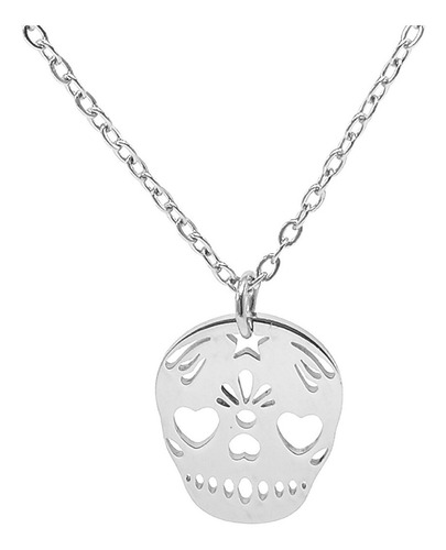 Collar Dije Calavera Acero Día De Muertos Catrina Halloween