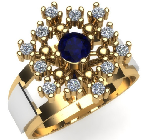 Anel De Formatura Psicologia Com Zirconias Ouro 18k