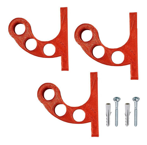 Kit 3 Suporte Parede Pendurar Capacete Acessórios Vermelho