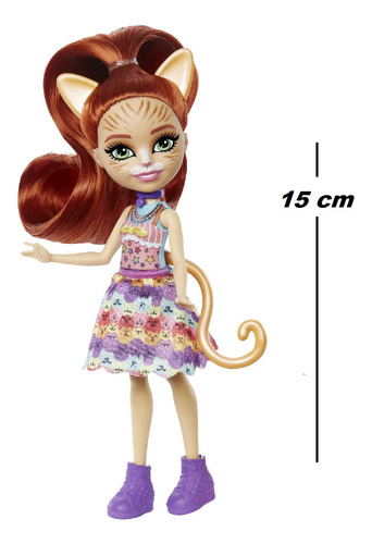 Muñeca Enchantimals City Tails Tarla Tabby + Mascota