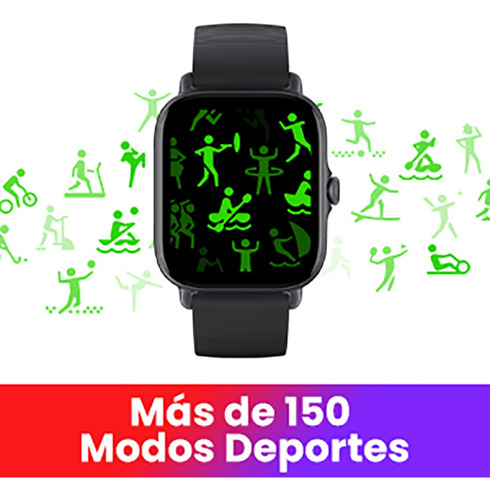 Smartwatch Amazfit GTS 3 1.75" caja de aleación de aluminio graphite black, malla graphite black de silicona