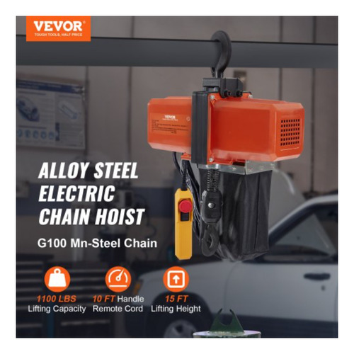 Polipasto Cadena Hoist 1100lb Control Remoto 110v 15 Pies