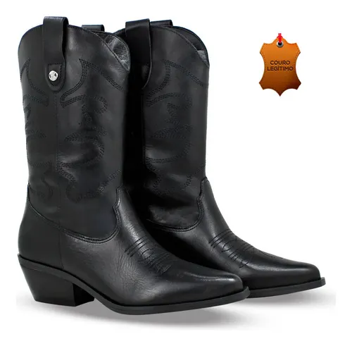 Bota Western Feminina Couro Leg timo Estilo Country Bottero