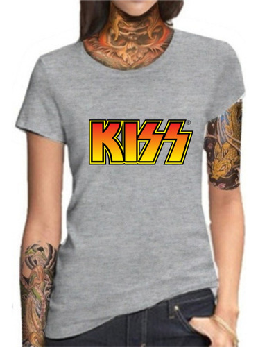 Remera Gris Sublimada Mujer Kiss. Todos Los Modelos 