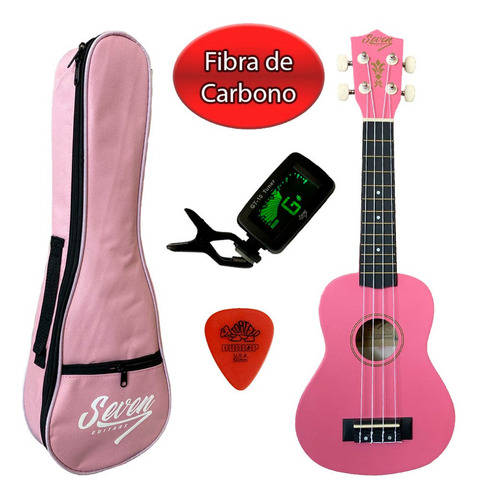 Ukulele Colorido Soprano Fibra De Carbono Seven Sukfb-07 Pk